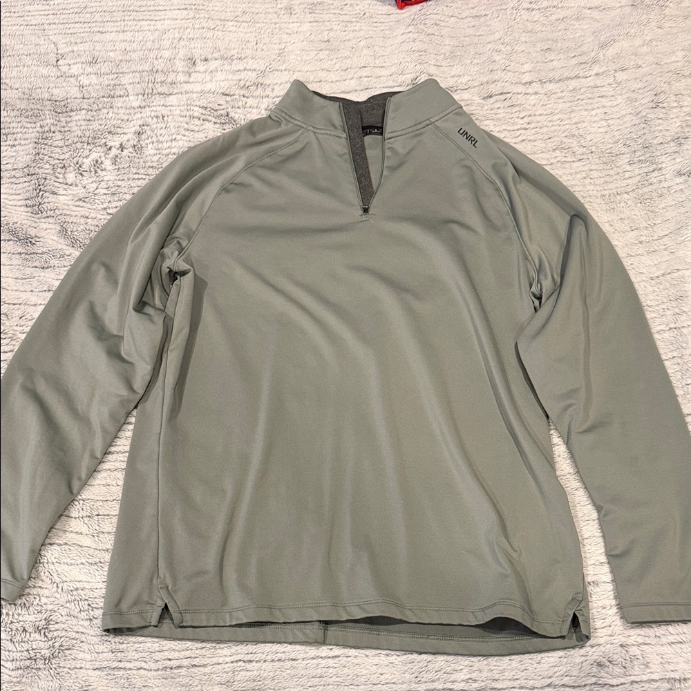 UNRL Men's Green Quarter-Zip Sweatshirt